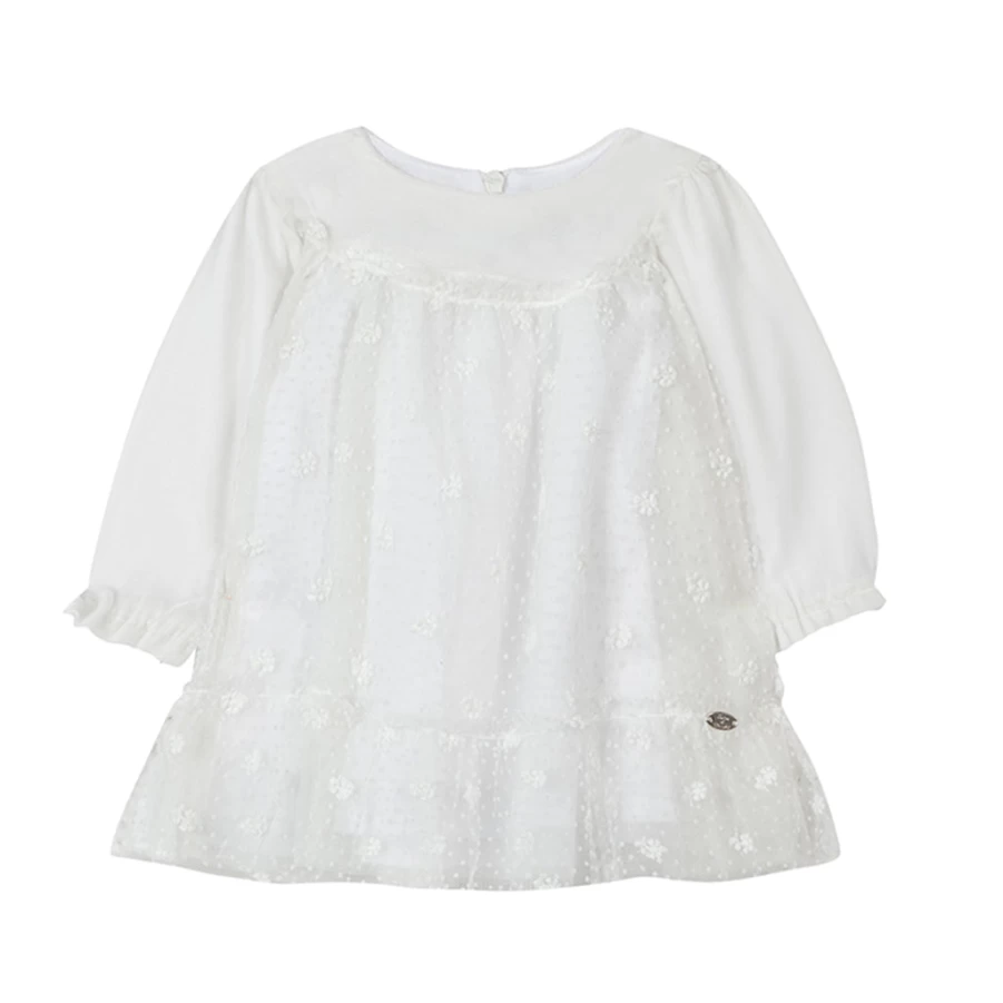 KIDS21 White Velvet Tulle Dress for Kids - Elegant Party Gown