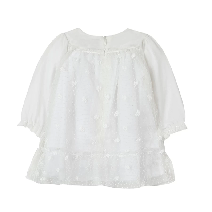 KIDS21 White Velvet Tulle Dress for Kids - Elegant Party Gown