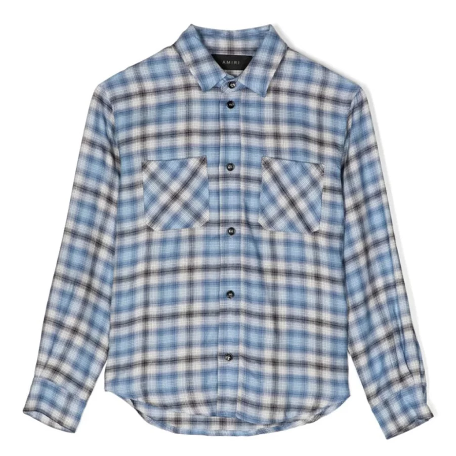 KIDS21 Light Blue Logo Flannel Shirt for Kids - Soft & Stylish Plaid Button-Up