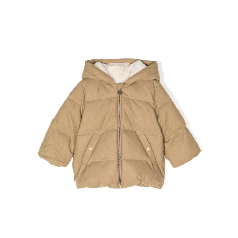KIDS21 Beige Down Jacket for Kids - Warm & Lightweight Winter Coat