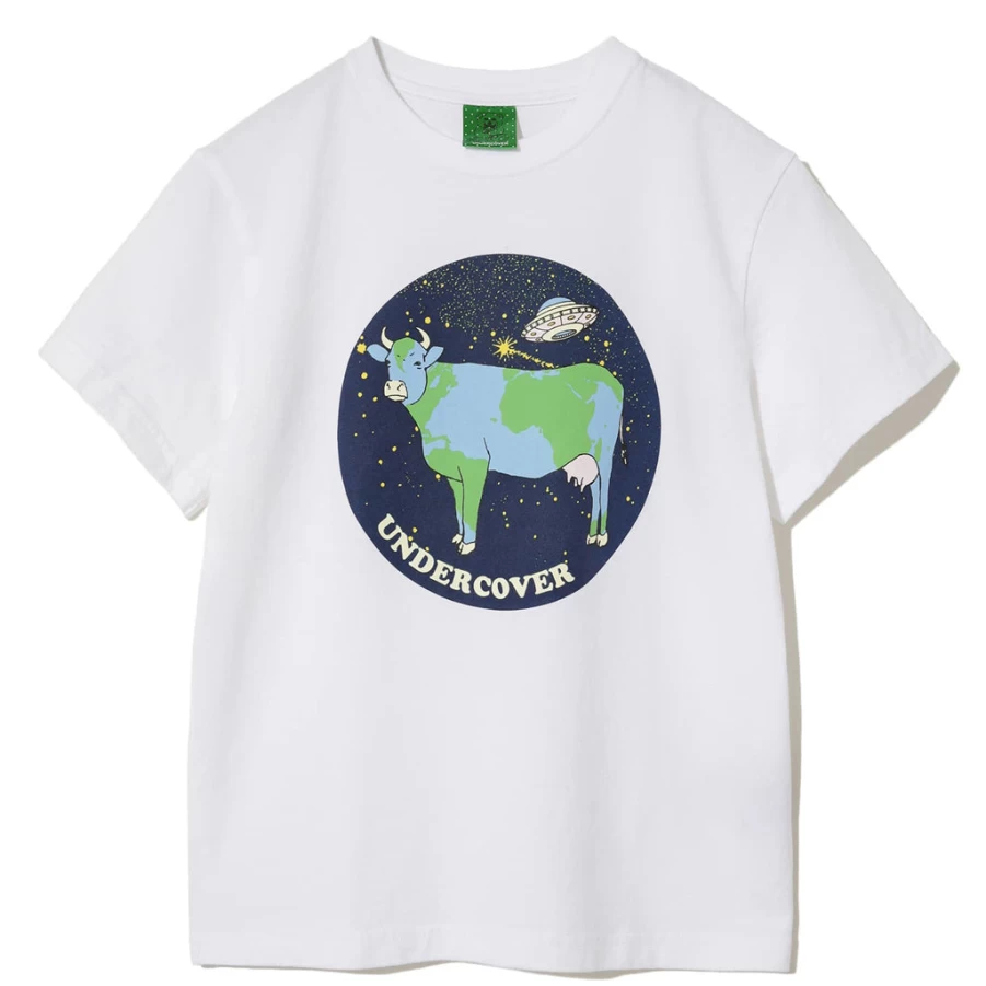 "KIDS21 White Space Cow Print T-Shirt for Kids - Fun Astronaut Cow Design"