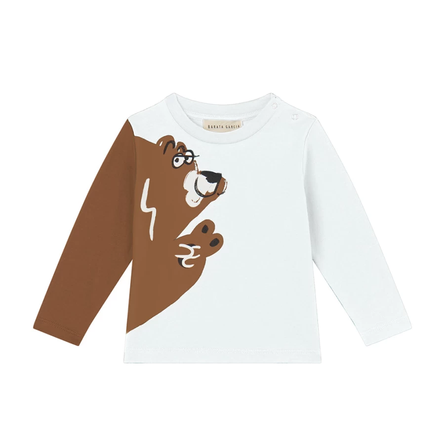 "KIDS21 Ivory Bear Graphic T-Shirt for Kids - Soft Cotton Cute Animal Tee"