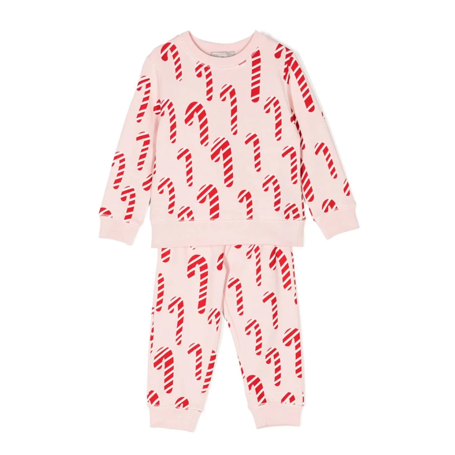 KIDS21 Multi-Colored Candy Canes Fleece Tracksuit for Kids - Cozy Christmas Holiday Outfit