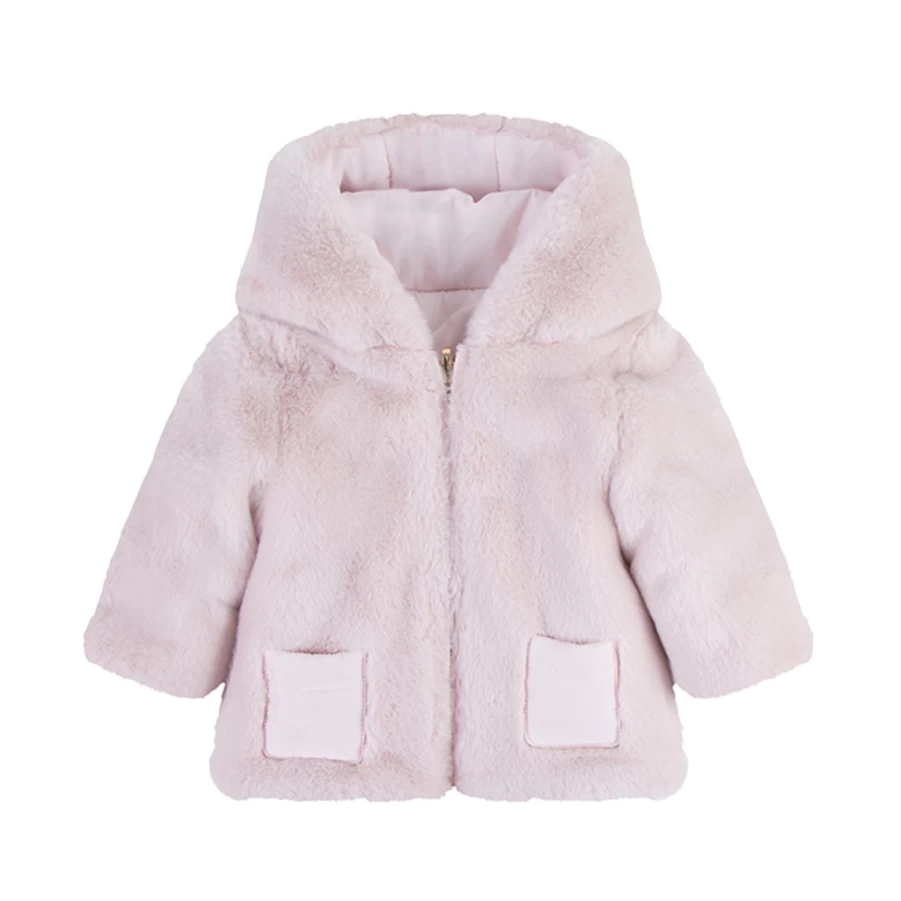 KIDS21 Pink Reversible Faux Fur Jacket for Kids - Soft Cozy Winter Outerwear