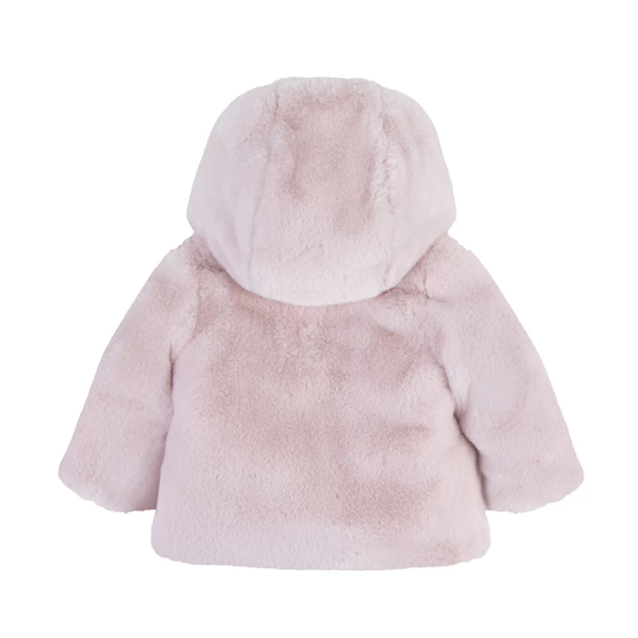 KIDS21 Pink Reversible Faux Fur Jacket for Kids - Soft Cozy Winter Outerwear