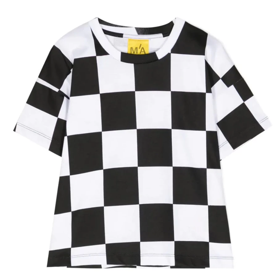 KIDS21 Black Checkerboard Print T-Shirt for Kids - Stylish Graphic Tee