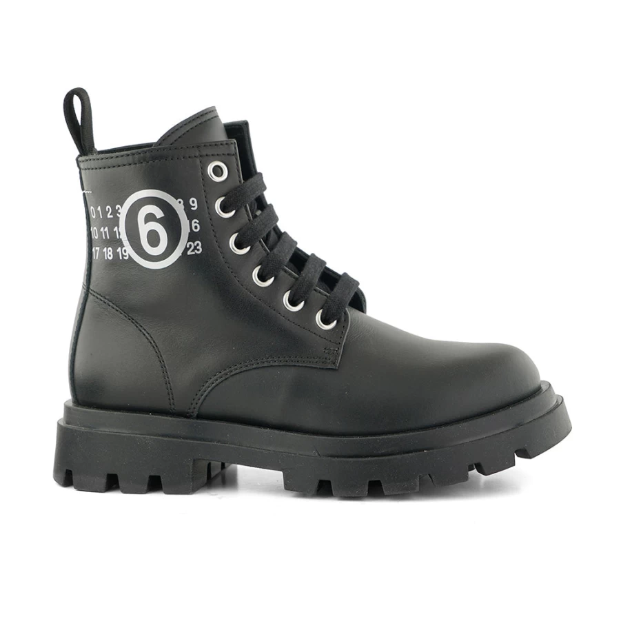 "KIDS21 Black Lace Up Boots for Kids - Stylish & Comfortable Children's Boots"
