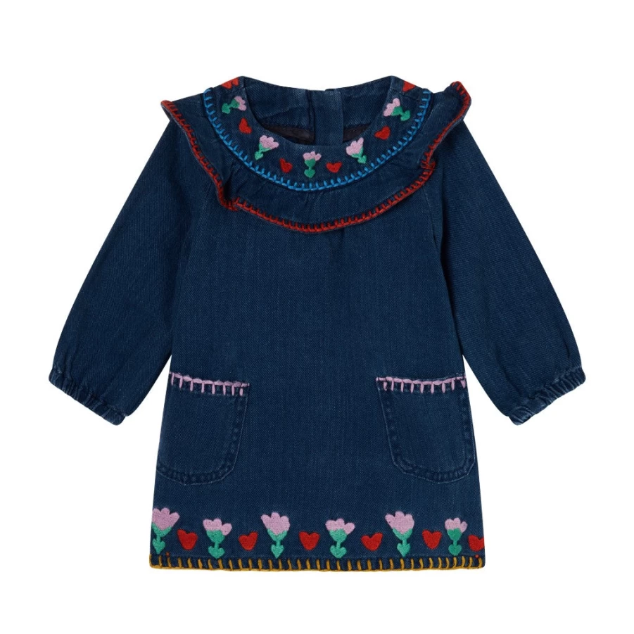 KIDS21 Blue Hearts Tulips Floral Print Dress for Girls