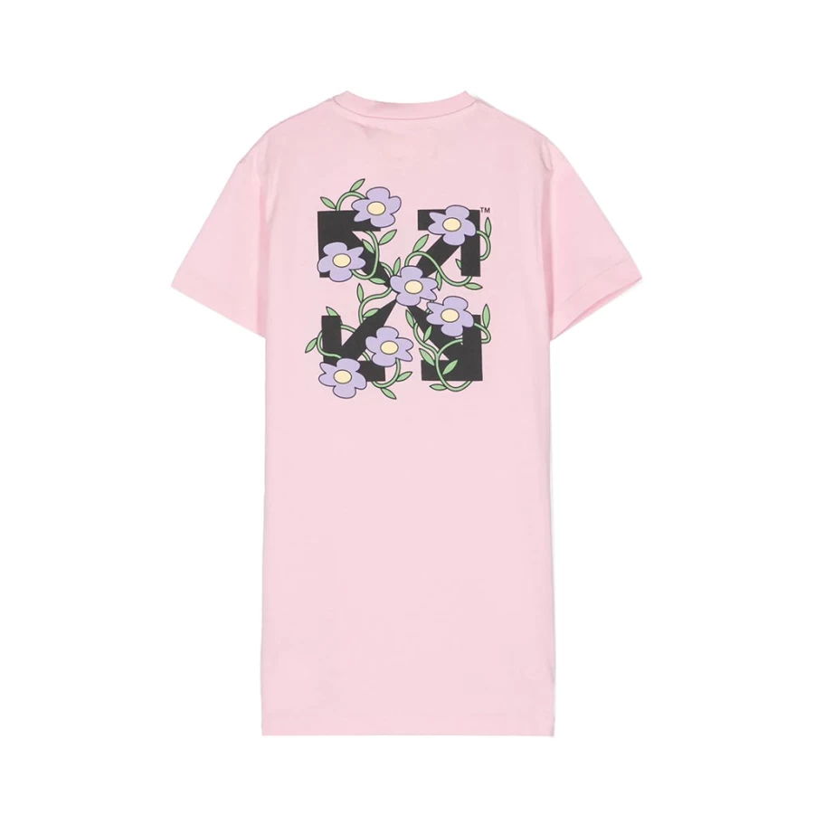 "KIDS21 Pink Logo Print T-Shirt Dress for Girls - Casual Cotton Comfort Wear"