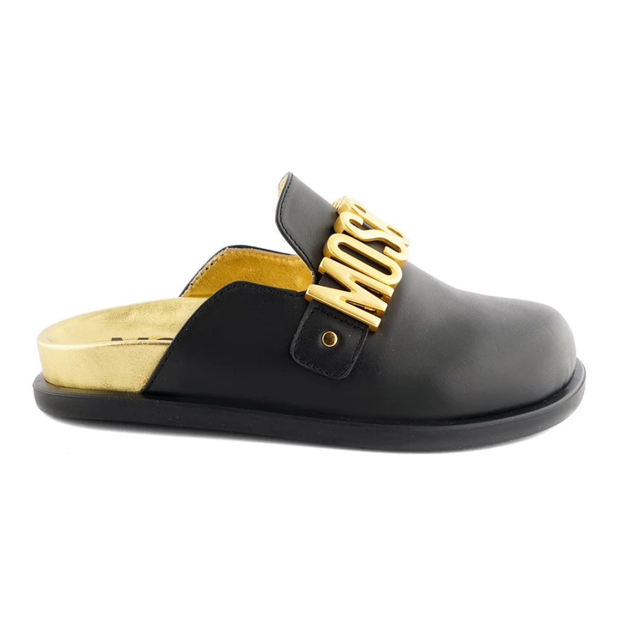 "KIDS21 Black Leather Mules for Women – Stylish Covered Top Slide Shoes"