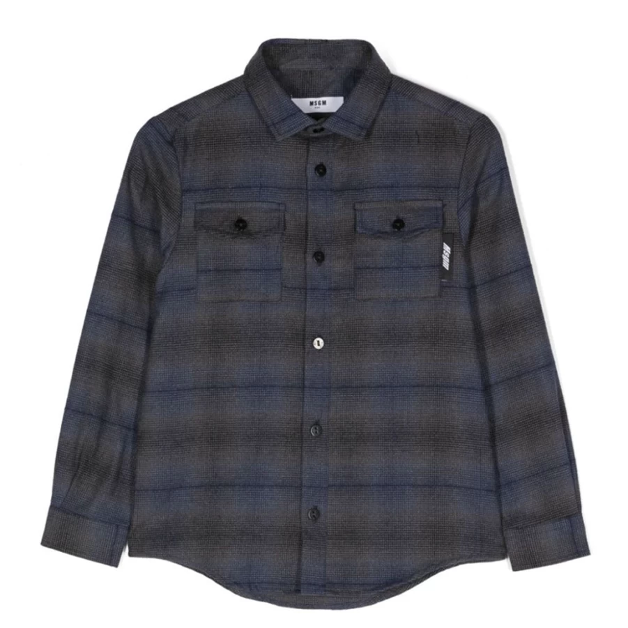KIDS21 Black Logo Flannel Shirt for Kids - Soft Plaid Button-Up Top