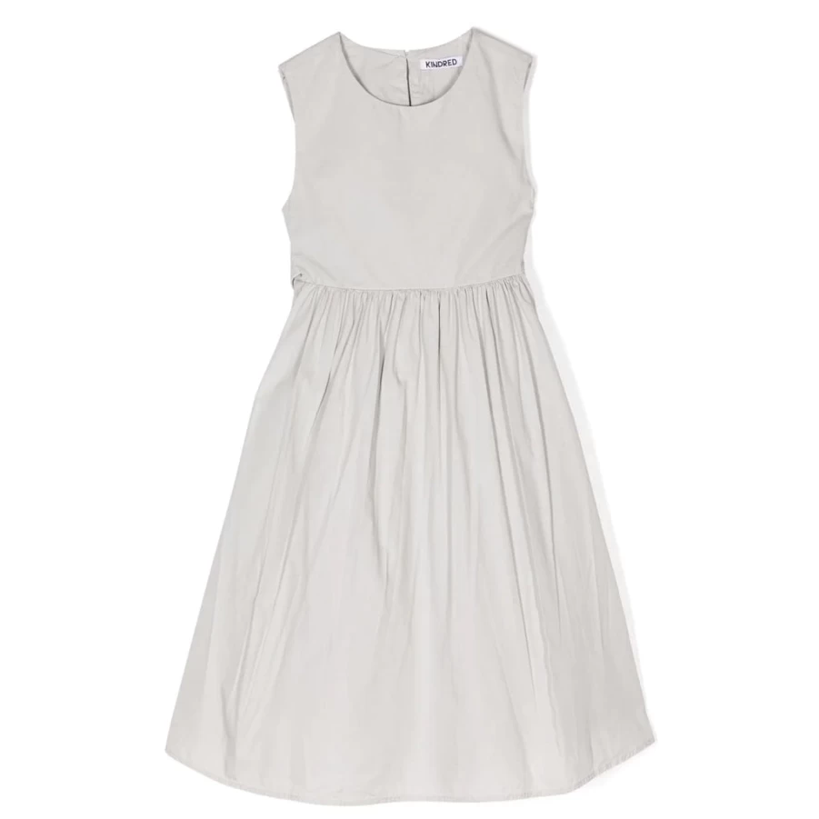 KIDS21 Grey Cotton Bow-Detail Dress for Kids