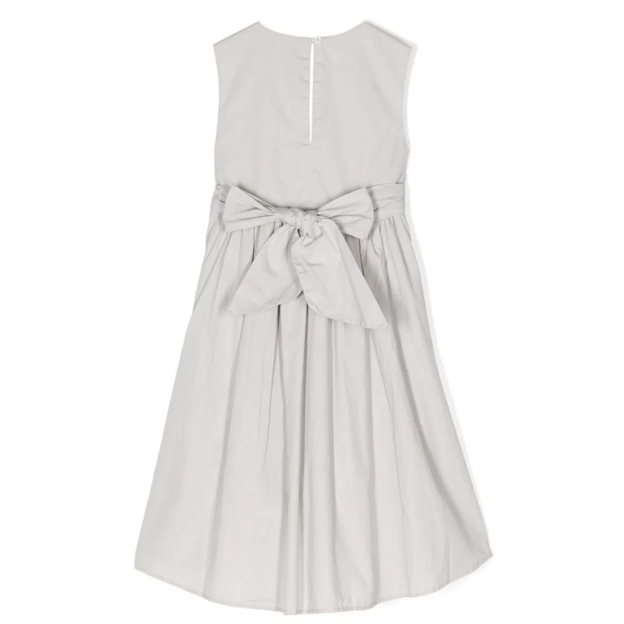 KIDS21 Grey Cotton Bow-Detail Dress for Kids
