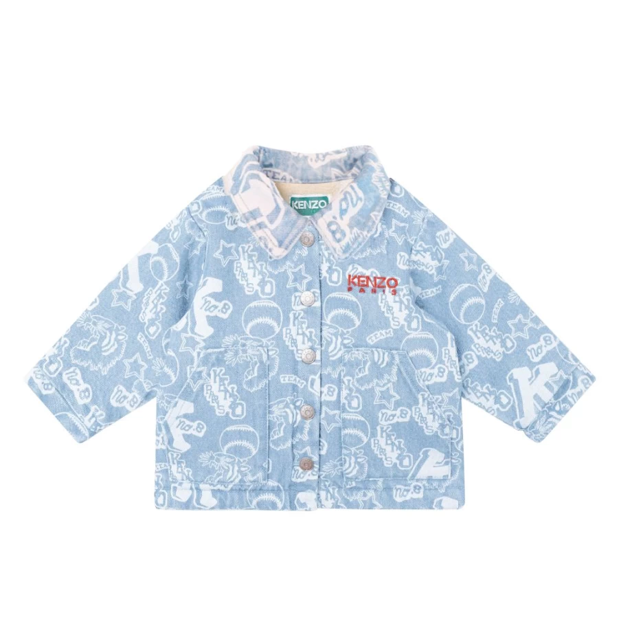 "KIDS21 Light Blue Baseball Print Denim Jacket for Kids"