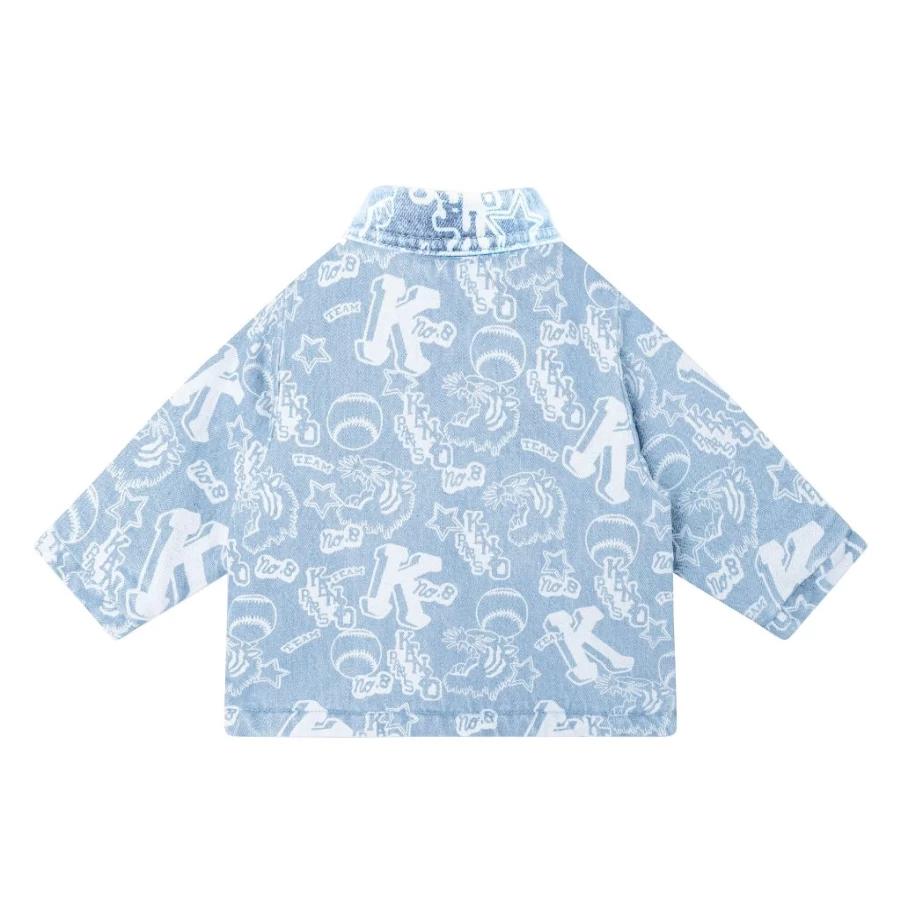 "KIDS21 Light Blue Baseball Print Denim Jacket for Kids"