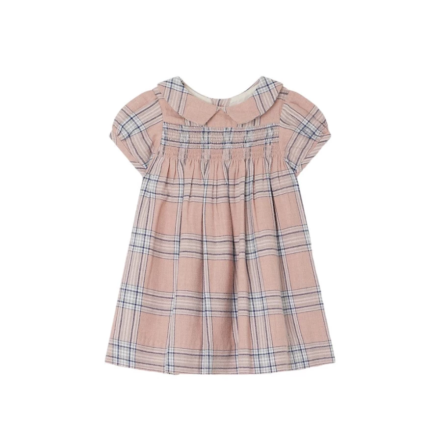 KIDS21 Pink Joyeuse Smocked Dress for Girls - Floral Embroidery Summer Dress