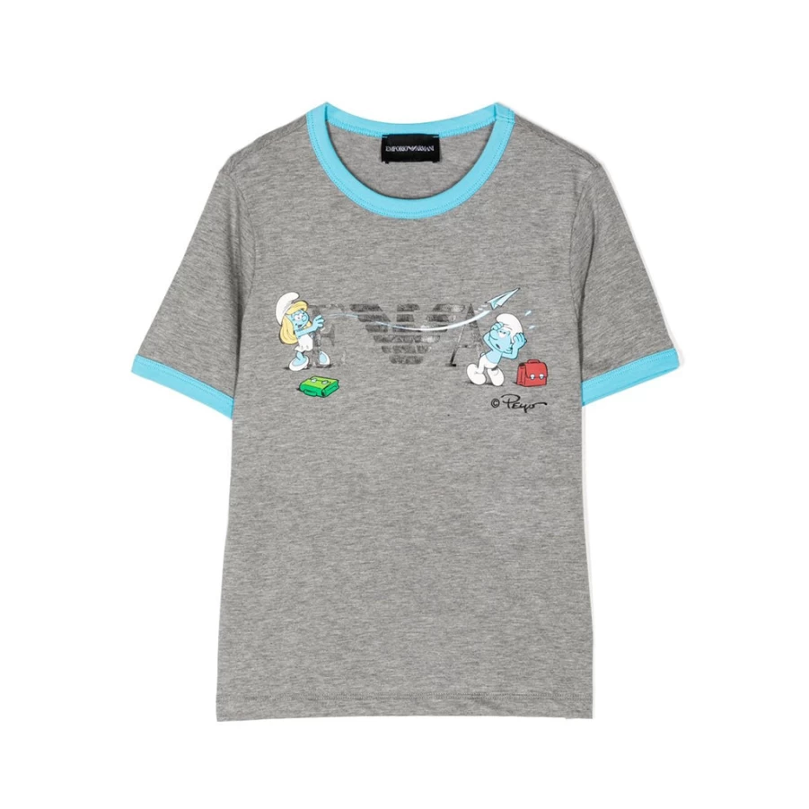 KIDS21 Grey Smurfs Graphic T-Shirt for Kids - Fun Cartoon Character Tee