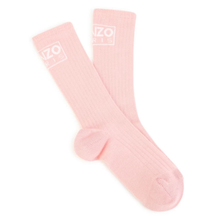 KIDS21 Pink Logo Socks for Kids - Kenzo Style Comfortable Footwear