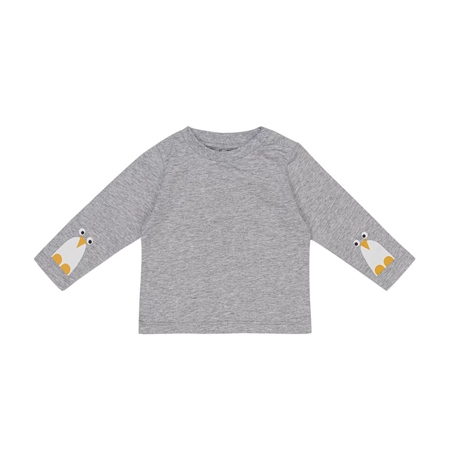 "KIDS21 Grey Penguin Graphic T-Shirt for Kids - Cute Animal Print Cotton Tee"