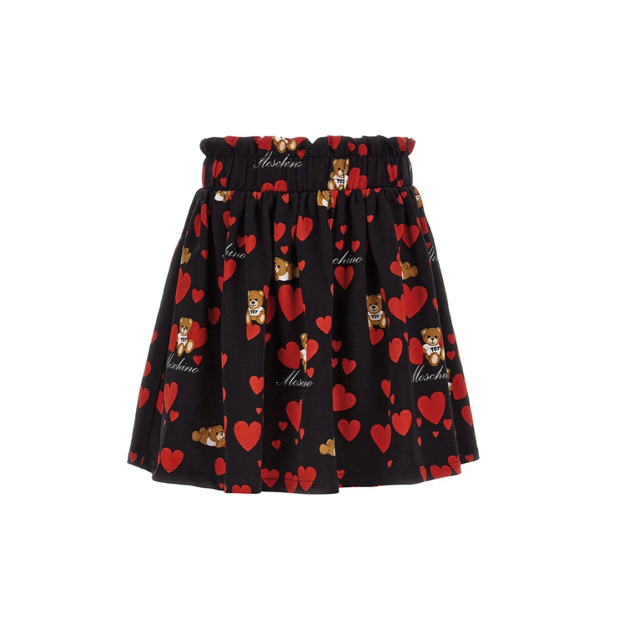 Black Allover Bear Print Skirt for Kids by KIDS21 | Cute Animal Pattern Skirt