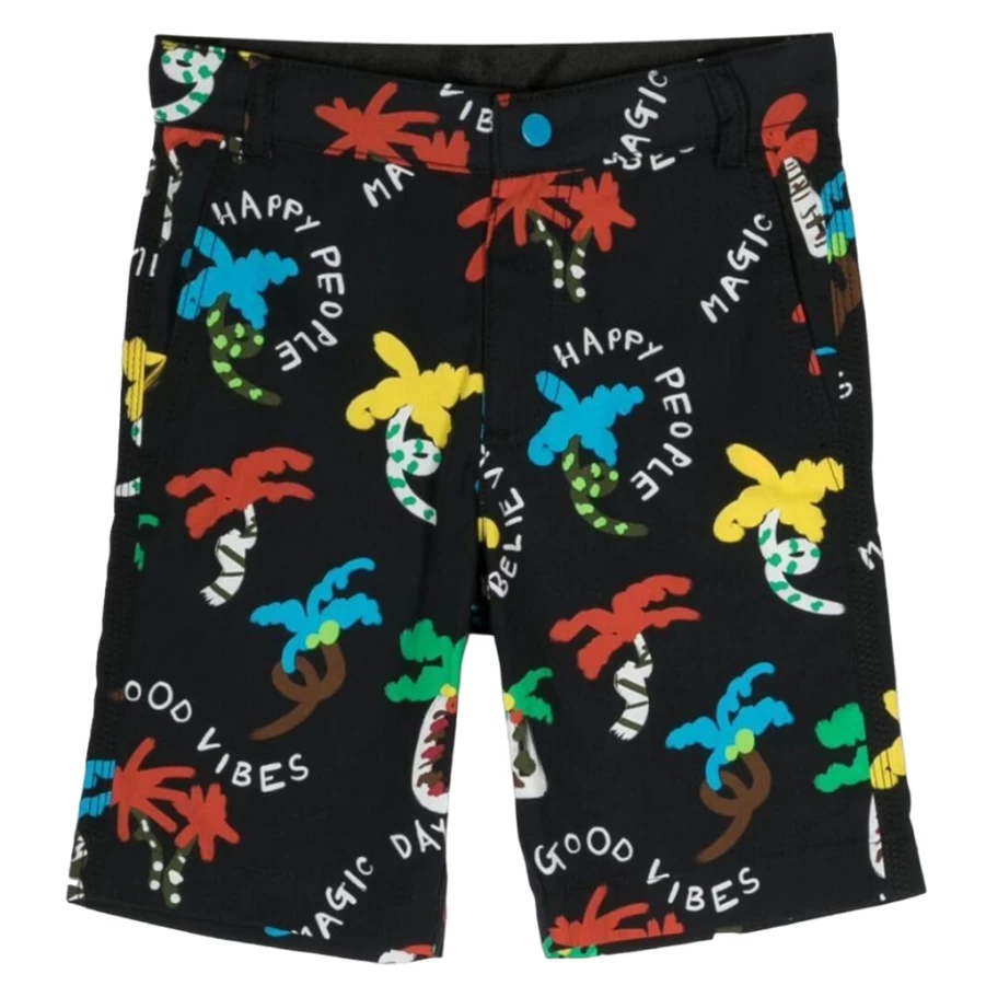 "KIDS21 Black Tropical Print Bermuda Shorts for Kids"