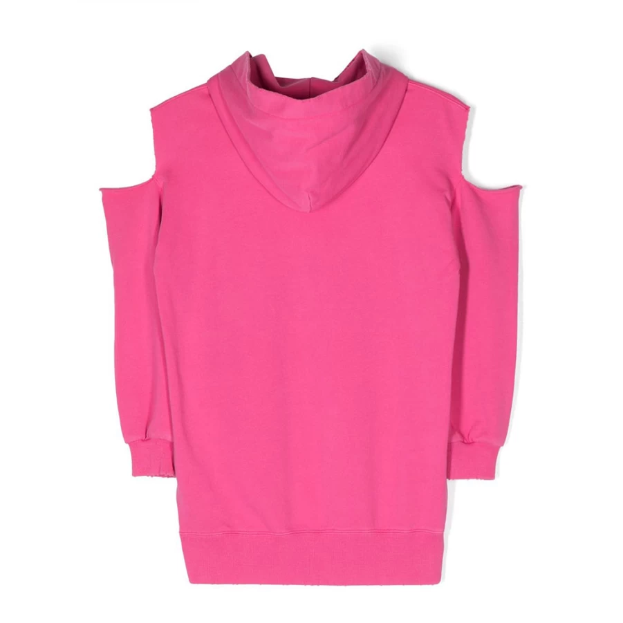 KIDS21 Fuchsia Logo Cut Out Shoulder Sweatshirt Dress for Girls