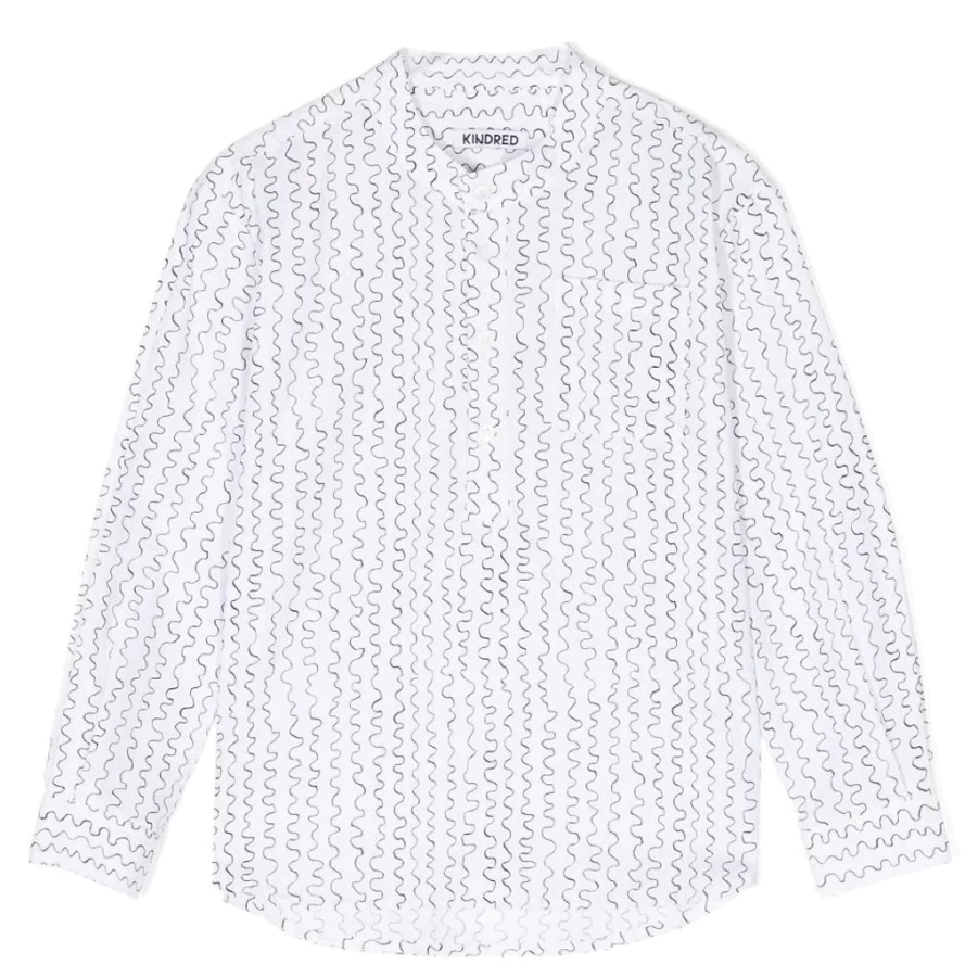 KIDS21 Black Wave-Print Long Sleeve Shirt for Kids