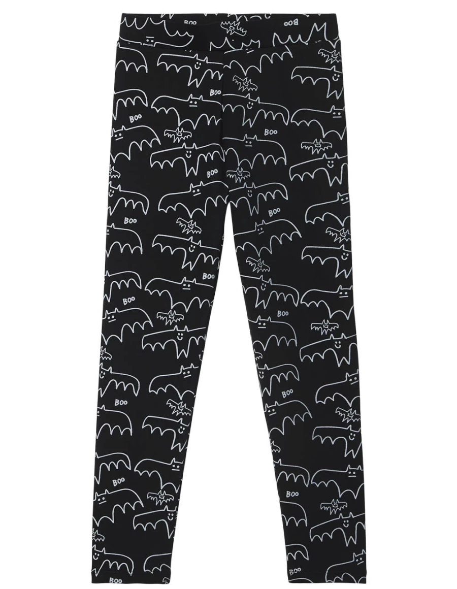 "KIDS21 Black Bat Print Leggings for Kids - Stylish Halloween & Casual Wear"