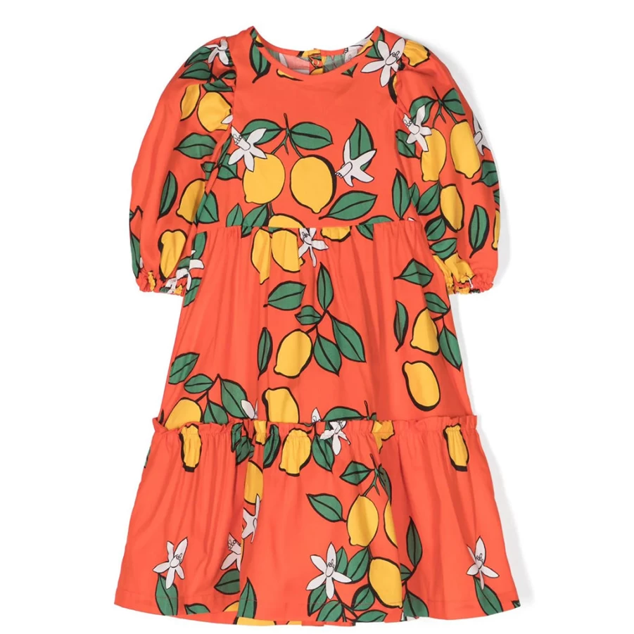 KIDS21 Red Lemon Print Dress for Girls - Stylish Kids Summer Dress