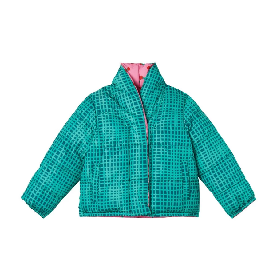 KIDS21 Multi-Colored Hearts Tulips Puffer Jacket for Kids - Lightweight Winter Coat