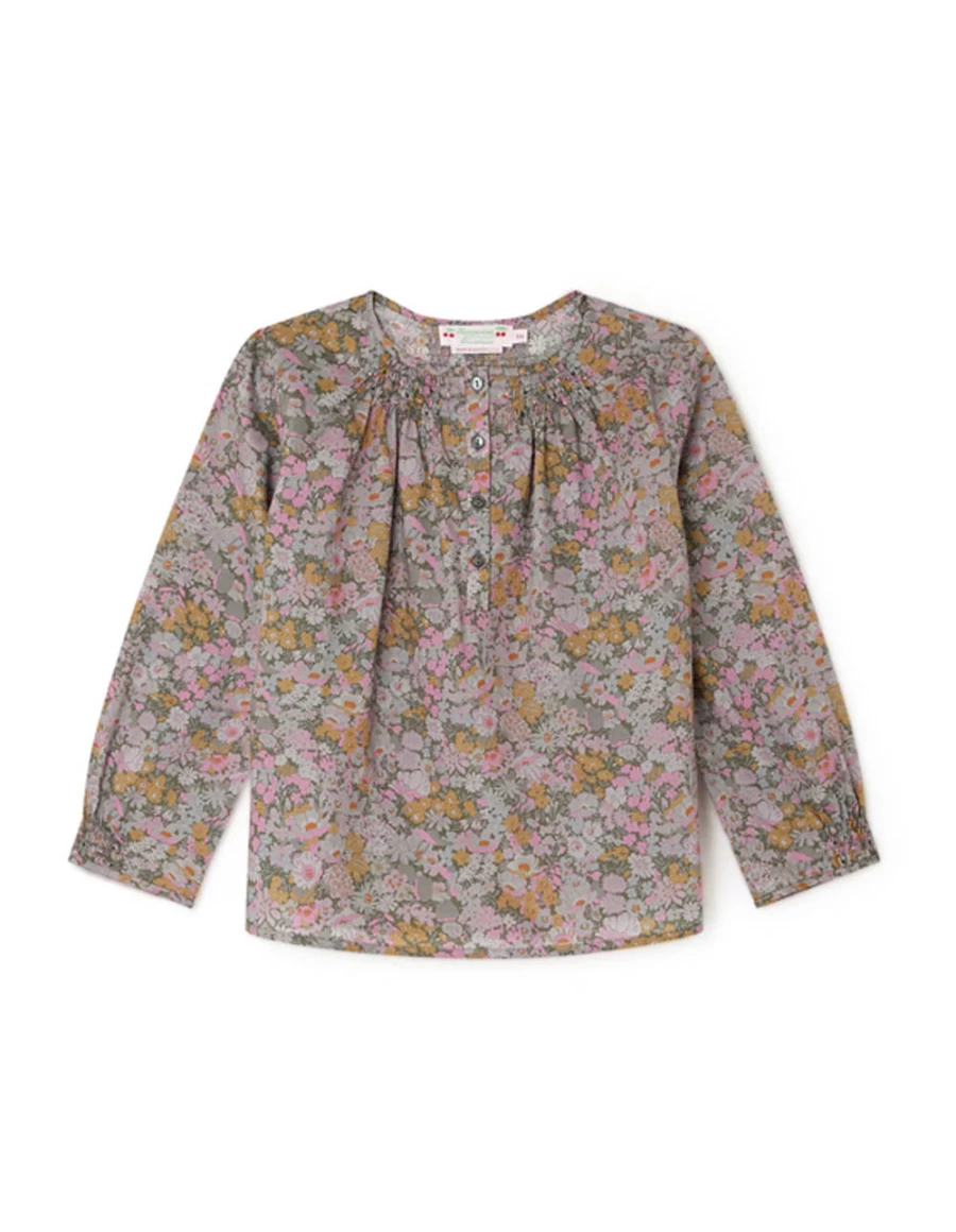 KIDS21 Liberty Biancarosa Green Blouse for Kids | Floral Printed Top