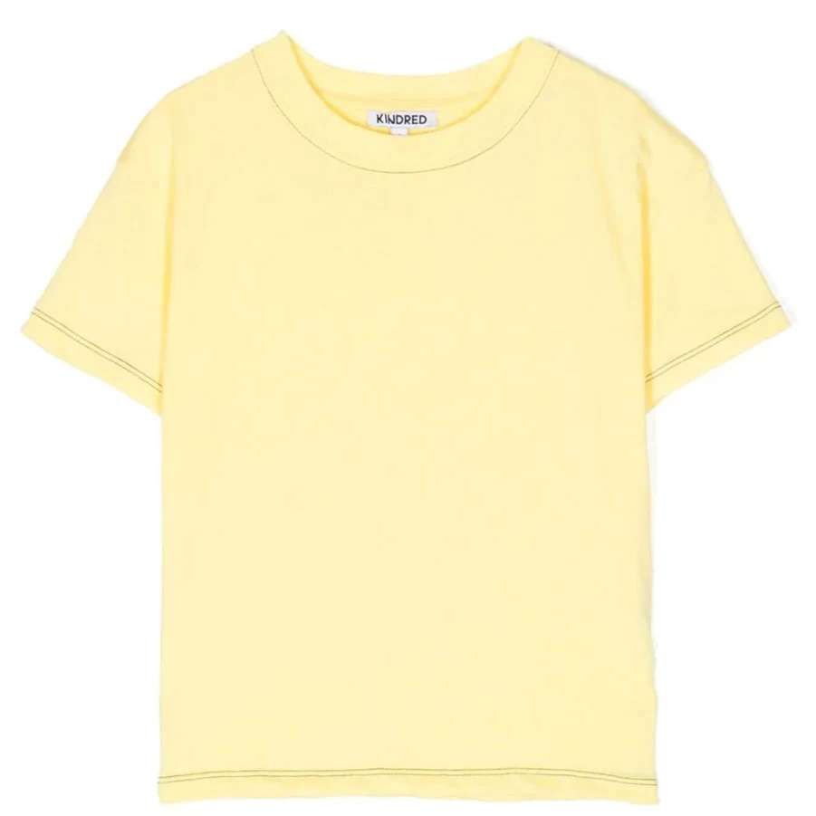 "KIDS21 Yellow Contrast Stitch Short Sleeve T-Shirt for Kids"