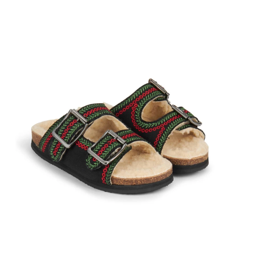 KIDS21 Grey Embroidered Sliders for Kids - Comfortable & Stylish Slide-On Sandals