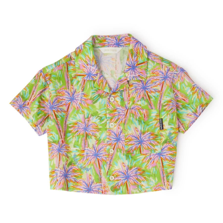 KIDS21 Green Cropped Camp Shirt for Kids - Stylish Casual Summer Top