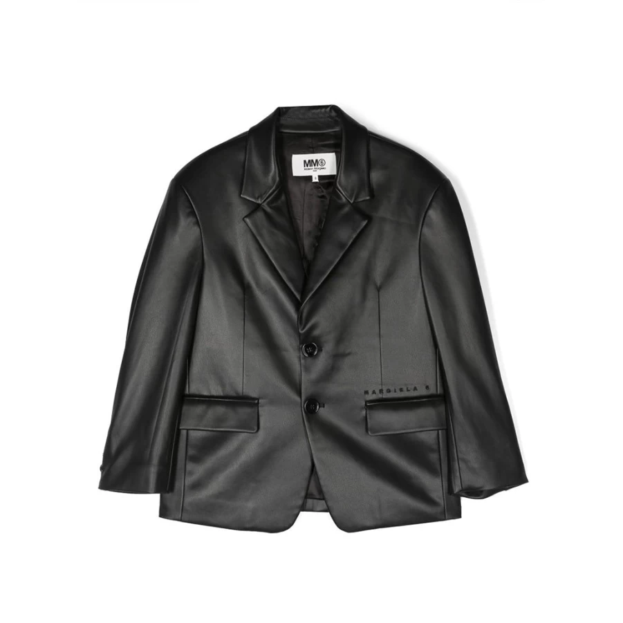 "KIDS21 Black Faux Leather Jacket for Kids – Stylish Vegan Leather Outerwear"