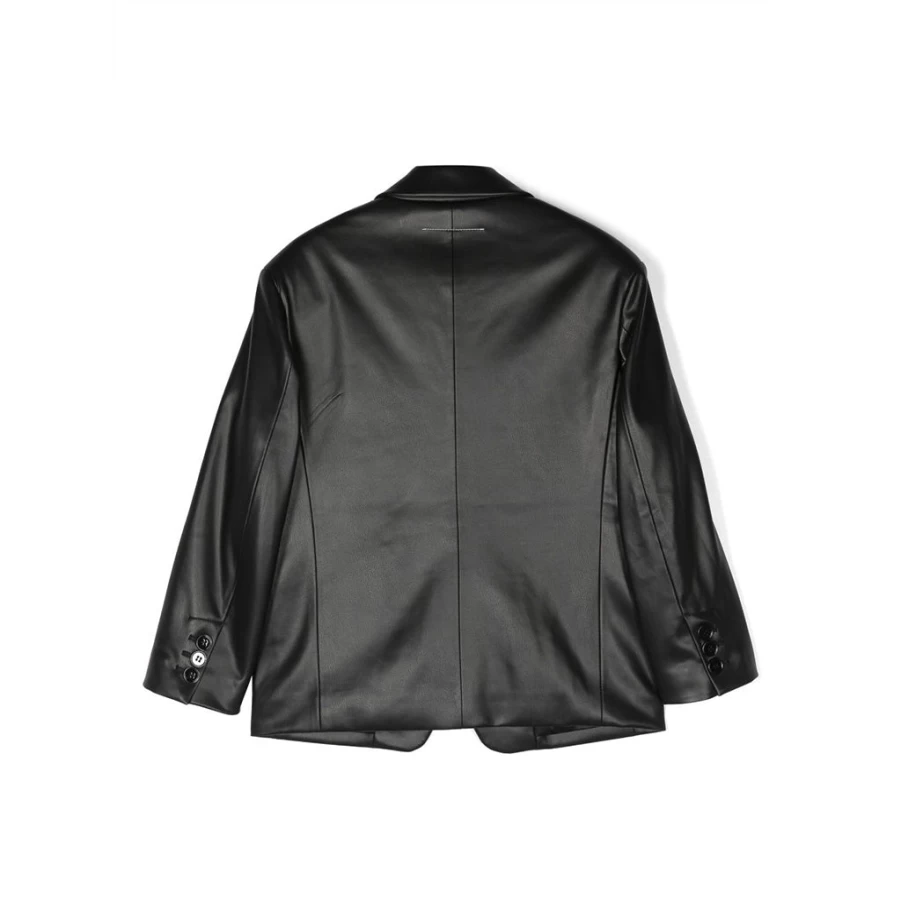 "KIDS21 Black Faux Leather Jacket for Kids – Stylish Vegan Leather Outerwear"