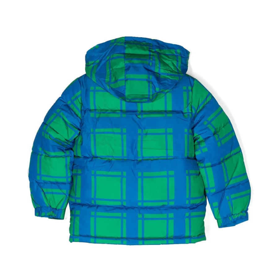KIDS21 Turquoise Monster Checks Puffer Jacket for Kids - Stylish Winter Coat