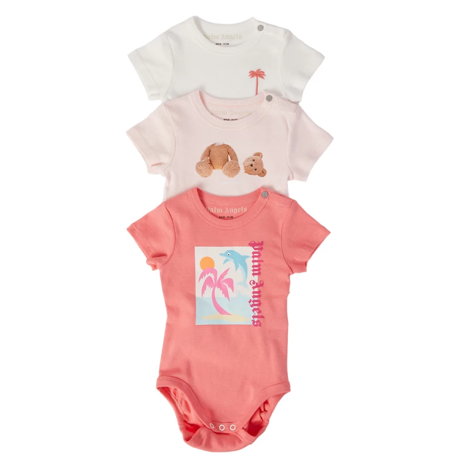 "KIDS21 Pink Baby Bodysuit Set - 3-Pack Soft Cotton Infant Onesies"
