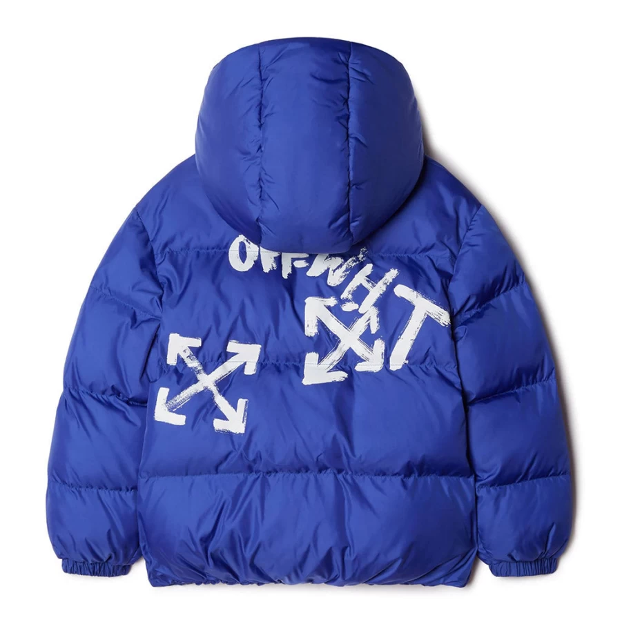 KIDS21 Blue Puffer Jacket with Paint Script Design - Lightweight Winter Coat for Kids