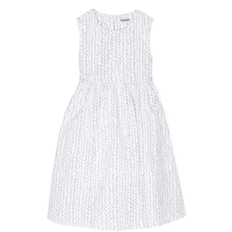 KIDS21 Black Wave Print Sleeveless Summer Dress for Kids