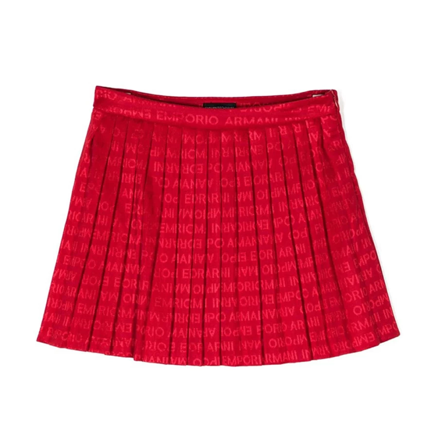 KIDS21 Red Viscose Skirt with Jacquard Logo Design for Stylish Comfort