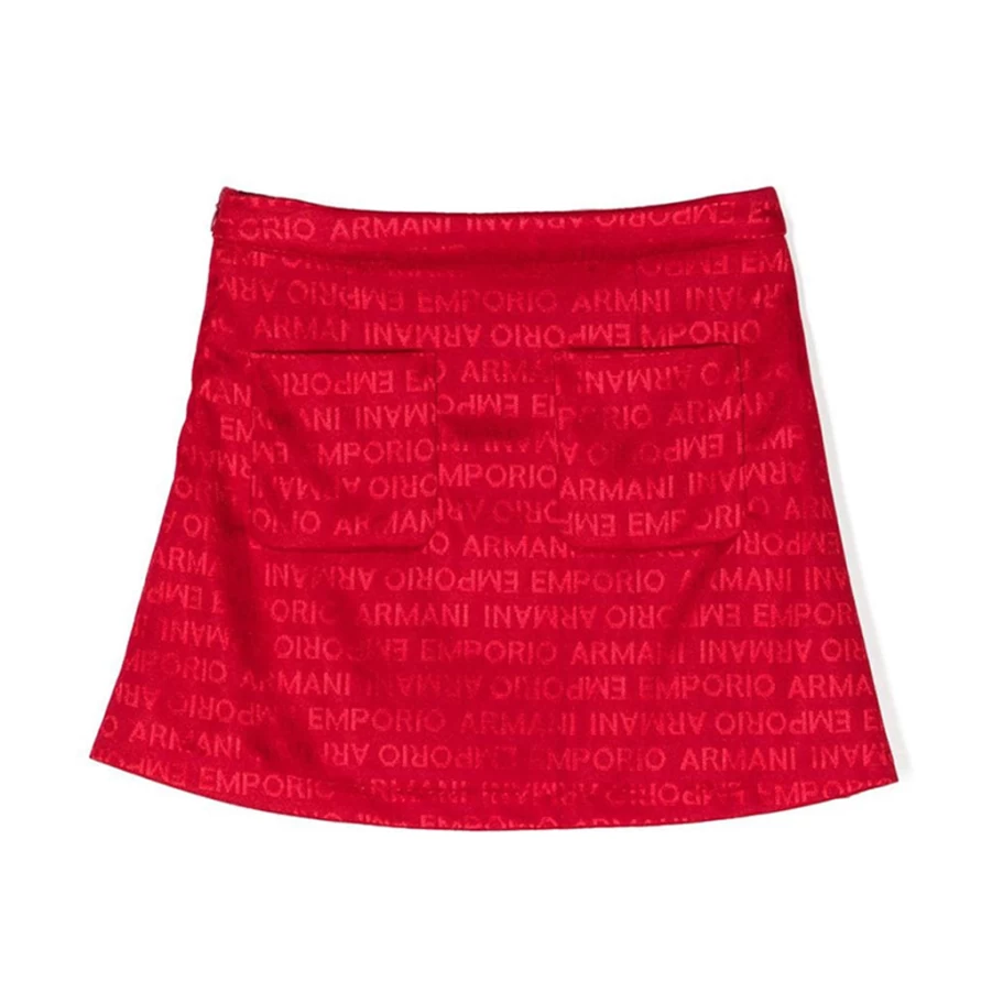 KIDS21 Red Viscose Skirt with Jacquard Logo Design for Stylish Comfort