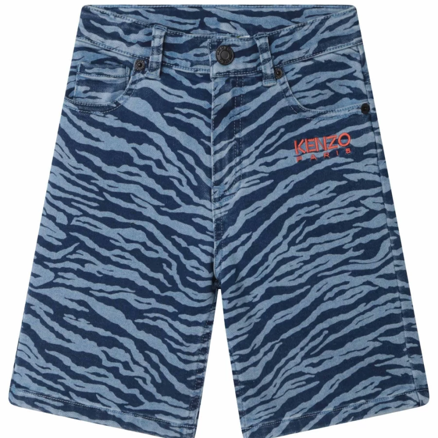 KIDS21 Navy Tiger Stripes Denim Shorts for Kids - Bermuda Style Comfortable Casual Wear