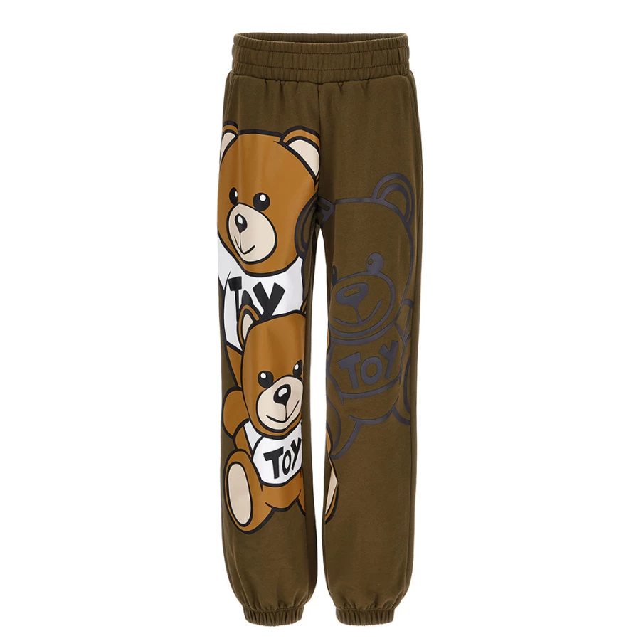 "KIDS21 Bear Print Sweatpants for Kids - Comfortable Khaki Casual Pants"
