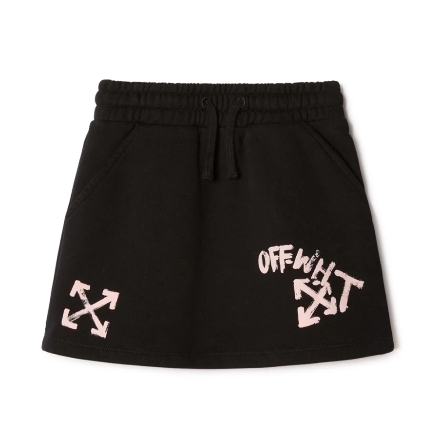 KIDS21 Black Paint Script Skirt - Stylish Kids' Fashion Skirt with Unique Design