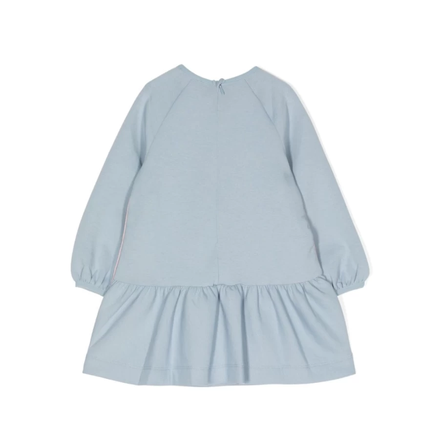 "KIDS21 Light Blue Puffed Sleeve Dress for Girls - Elegant Ruffle Detail Summer Dress"