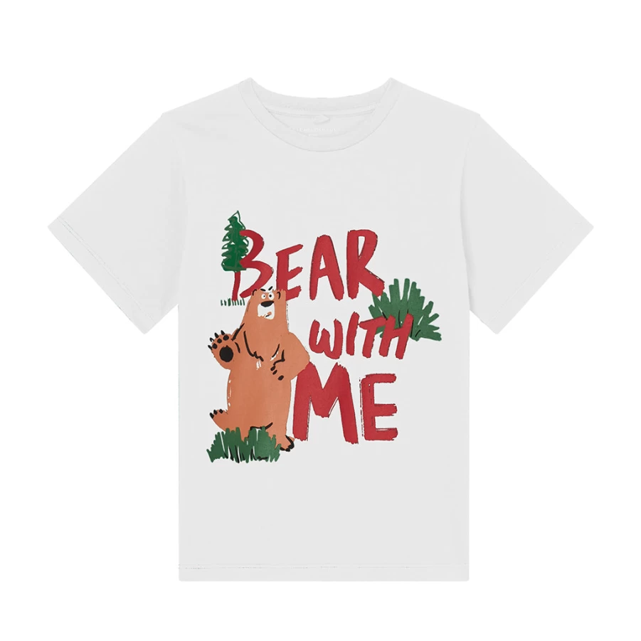 "KIDS21 Ivory Bear With Me Graphic Kids T-Shirt - Soft Cotton Tee"