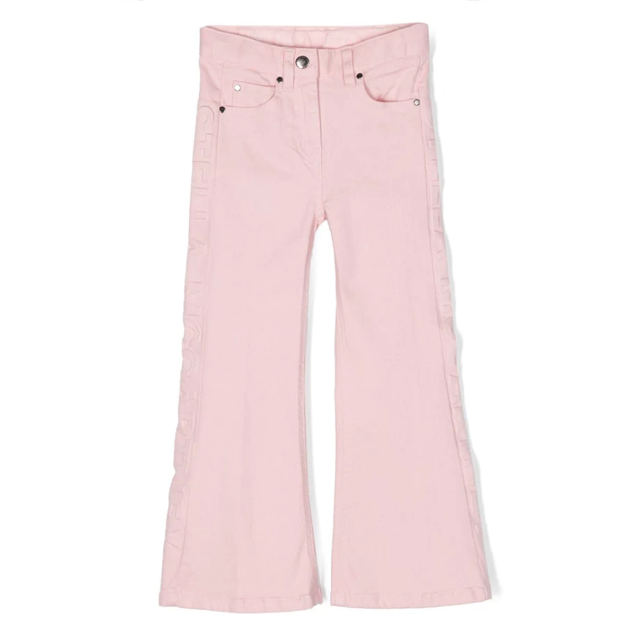 "KIDS21 Girls' Pink Flared Trousers | Stylish High-Waisted Wide Leg Pants"
