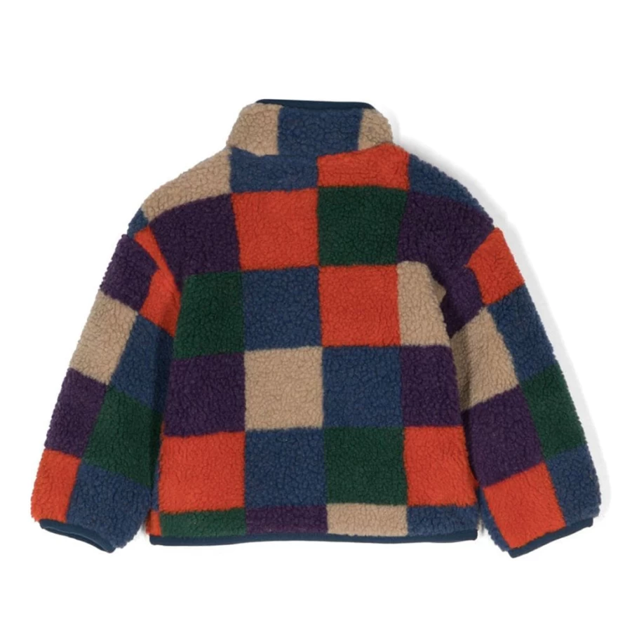 "KIDS21 Multi-Colored Checks Teddy Bear Jacket for Kids – Cozy & Stylish"