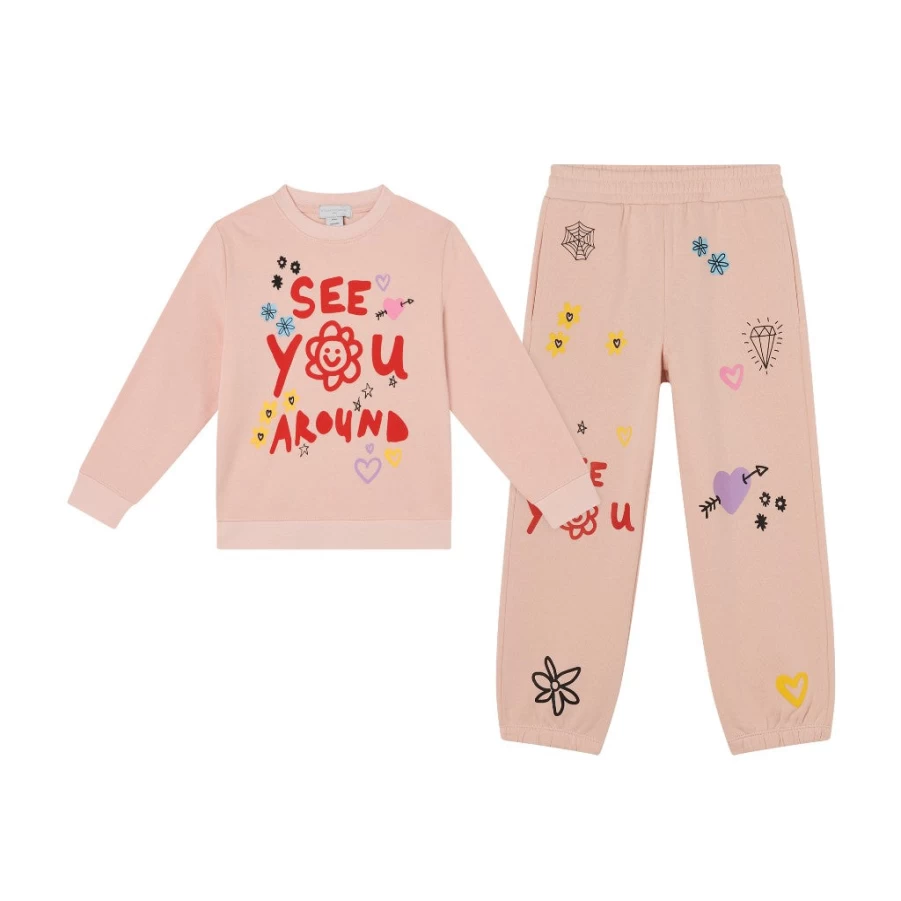 KIDS21 Pink See You Around Fleece Tracksuit for Kids - Soft & Comfortable Jogging Suit